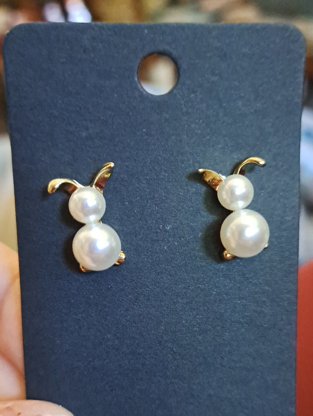 Faux Pearl Bunny Earrings